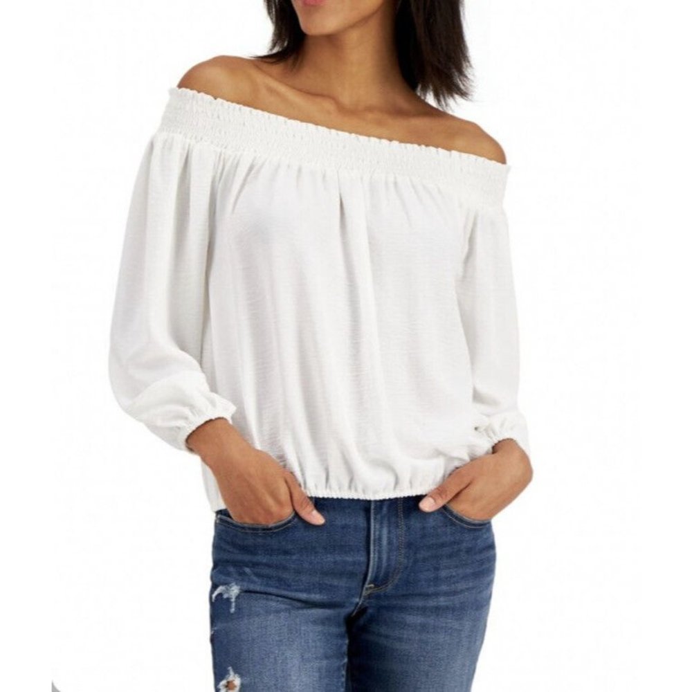 Tommy Hilfiger Off The Shoulder Long Sleeve Ivory top size XS